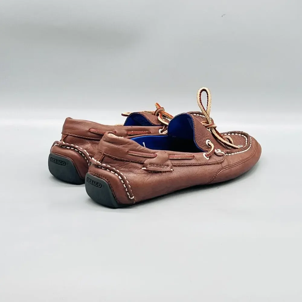 Sebago Shoes Mens 8.5 Brown Leather Kedge Tie Boat Driving Loafers Comfort